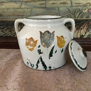 VINTAGE 1910-1930 ROBINSON RANSBOTTOM CROCKERY JAR WITH LID